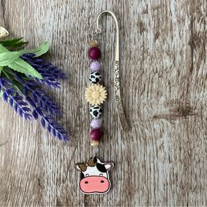 Bookmark Cow Handcrafted Artisan Beaded Metal Journal Gift Read Book